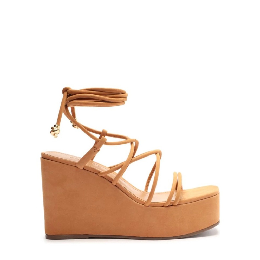 Schutz | Magdalena Casual Wedges in Nude Caramel Nubuck, size 8.5
